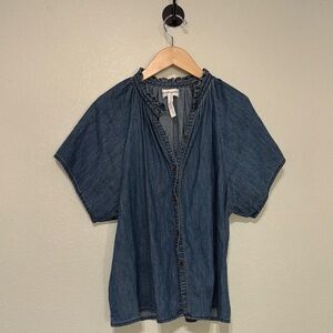 Apiece Apart Blue Denim Button-Up Blouse